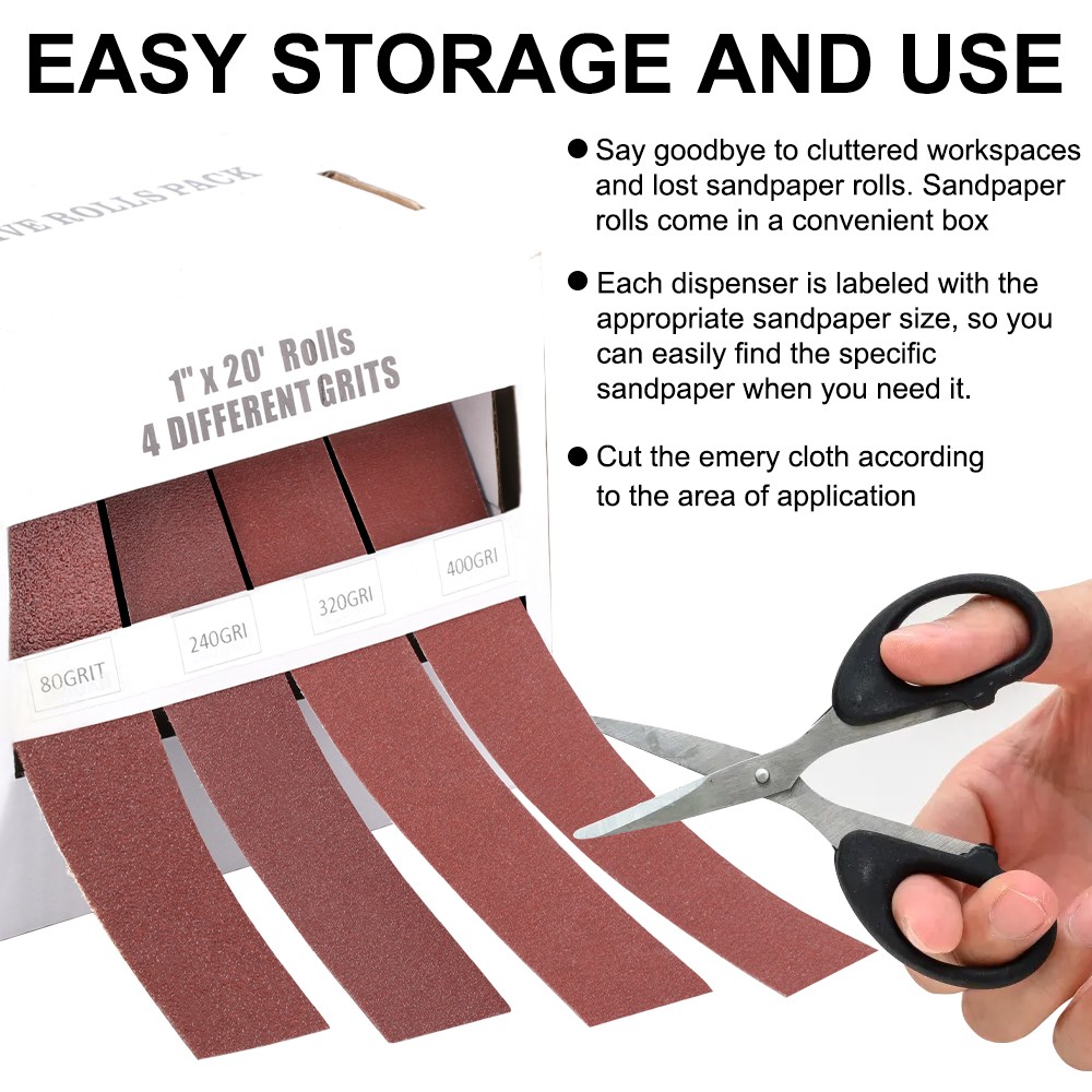 Emery Cloth Roll 80 240 320 400 Grit Sandpaper Roll Assortment for Metal Wood