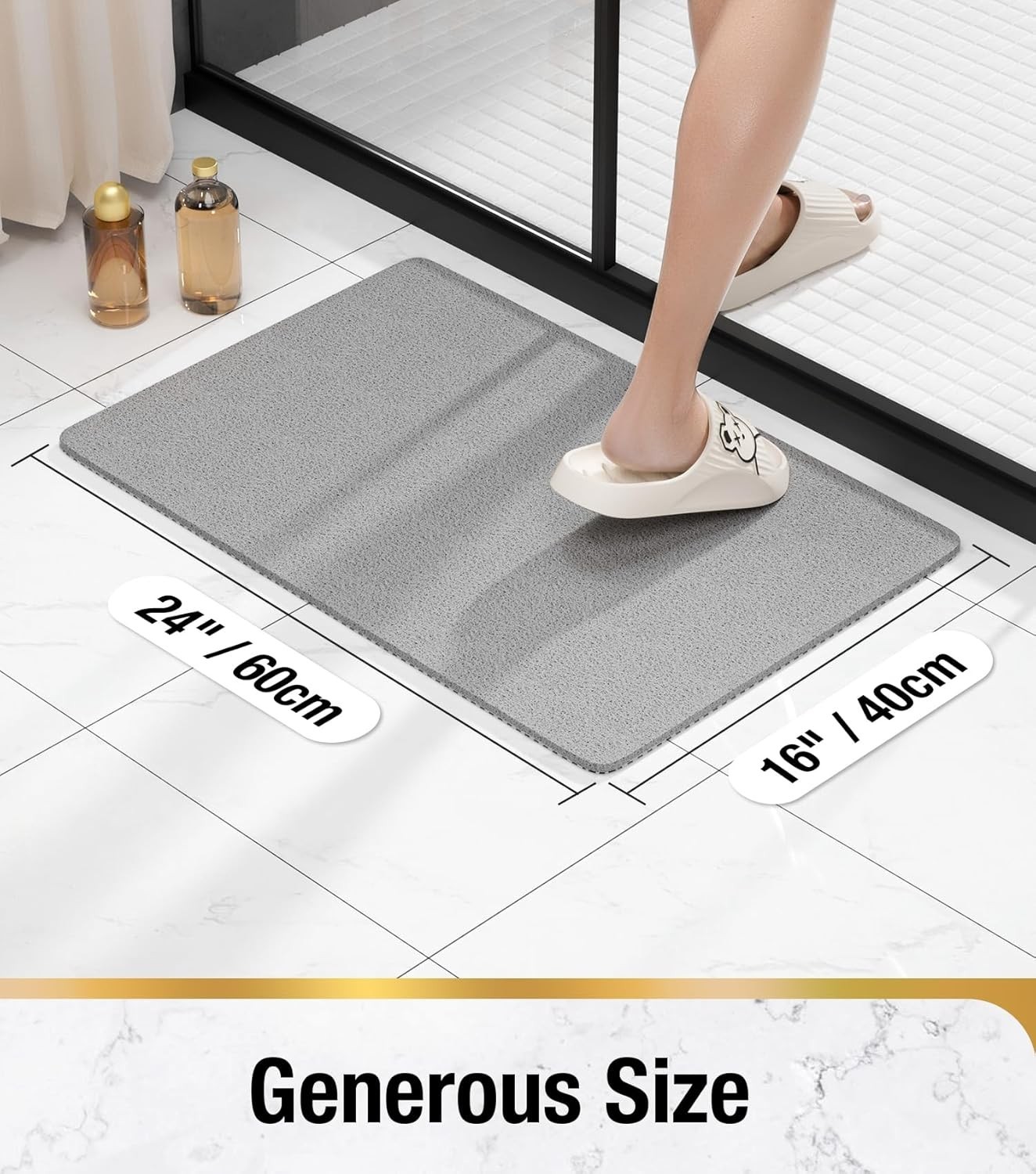 Soft Textured Shower Mat Non Slip Anti Mould for Inside Shower & Bathtub Mats...
