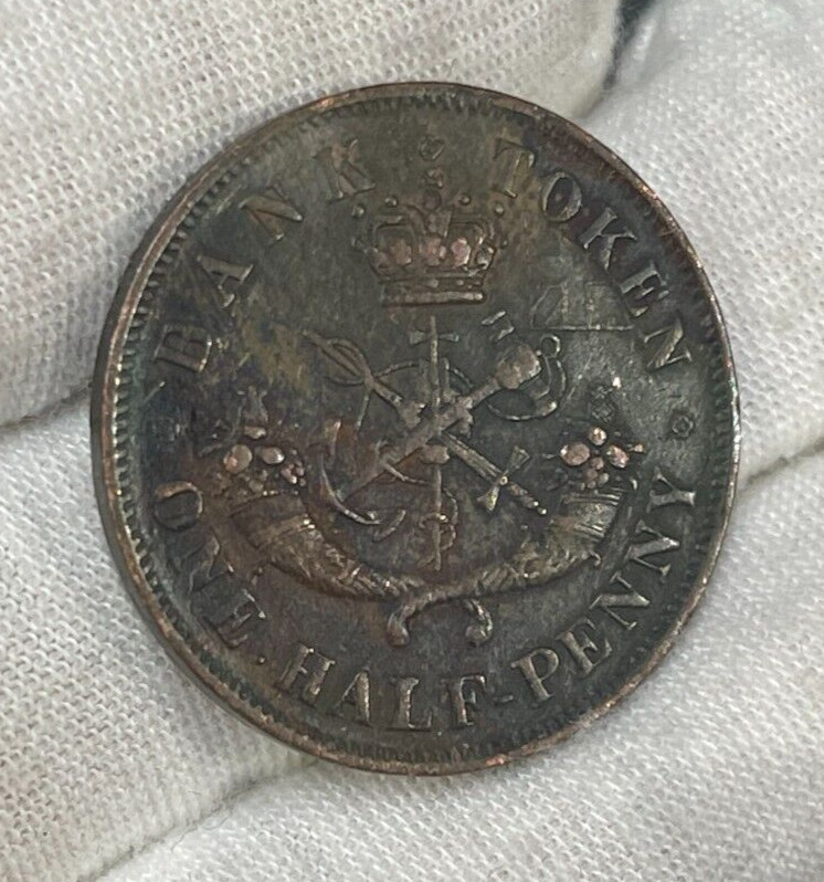 1857 Upper Canada Half Penny Coin Great Condition