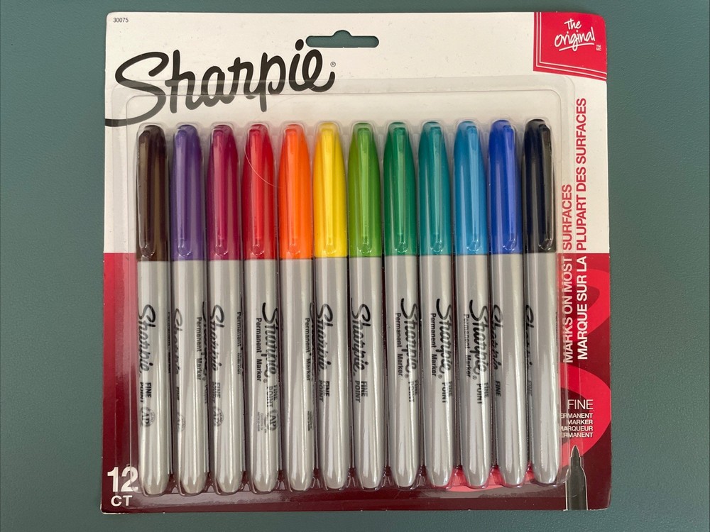 SHARPIE Permanent Markers, Fine Point, Assorted Colors, 12 Count NEW