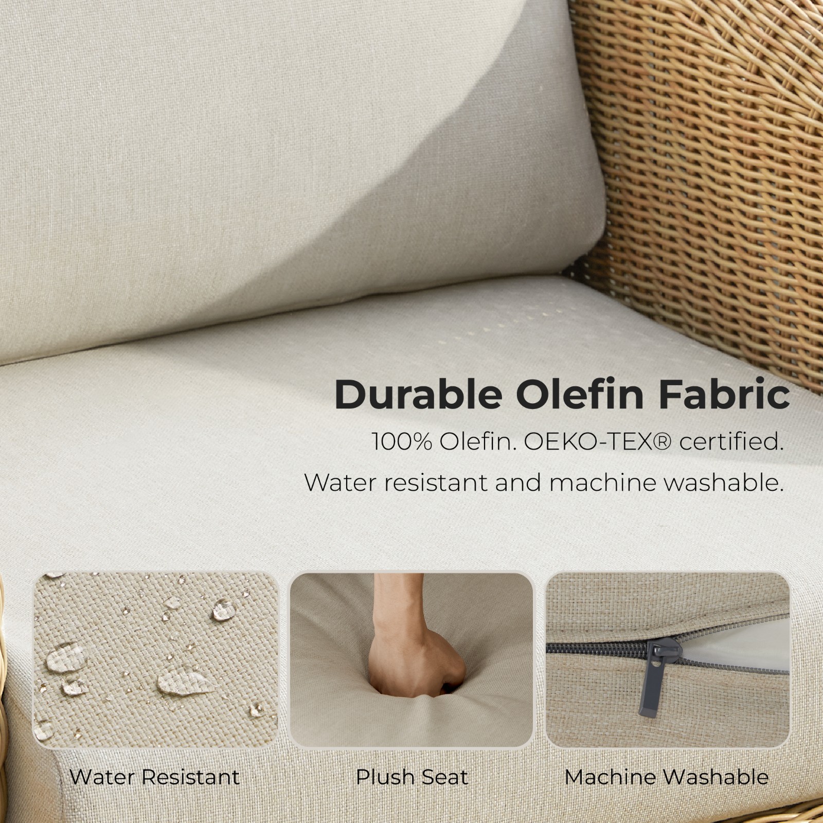 CHITA Patio Wicker 360° Swivel Chairs w/ Removable Cushion Backyard Rattan Chair