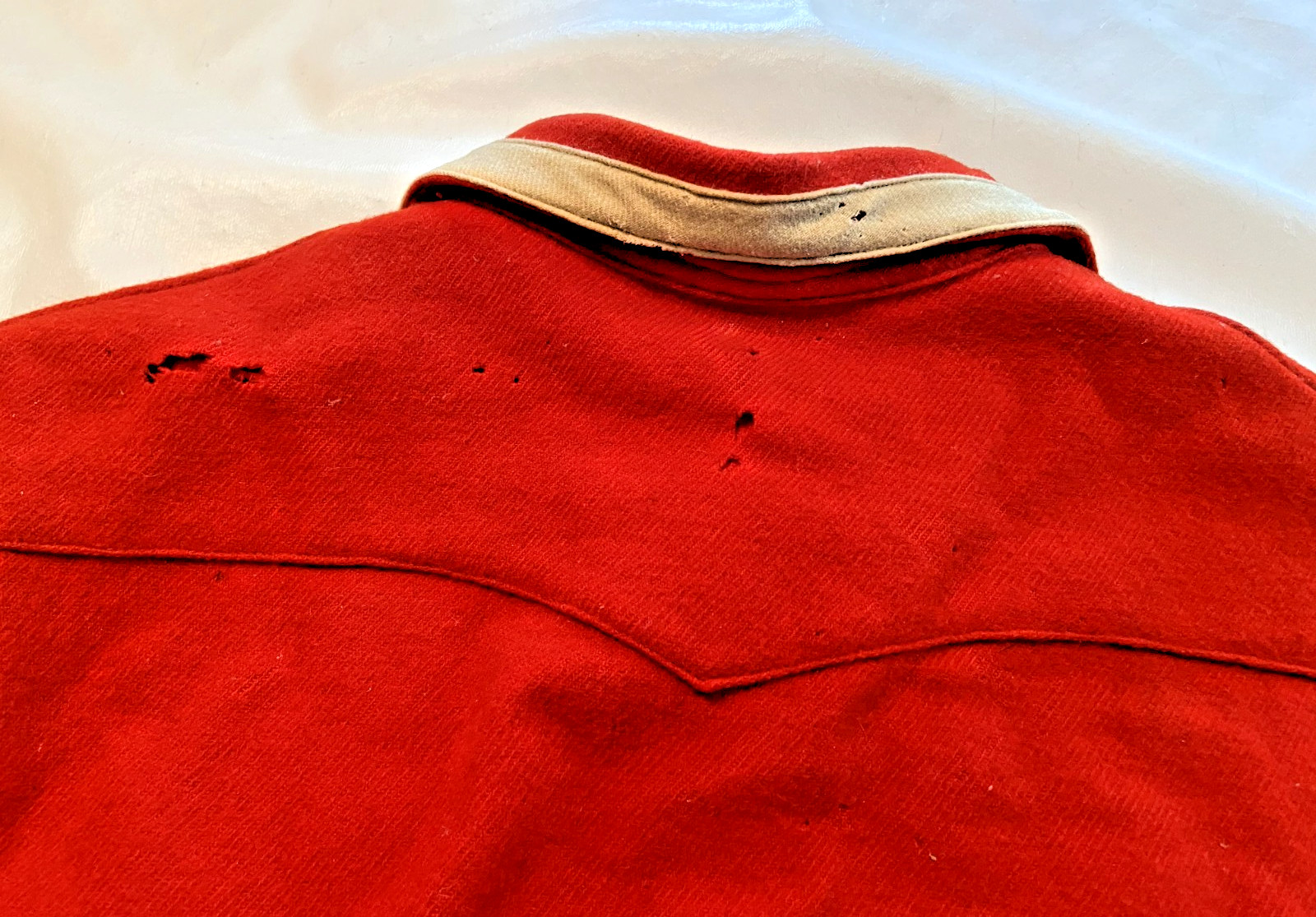 RARE FIND! 1880'S HEAVEY RED WOOL BASEBALL BIB TOP OR FIREMAN BIB TOP-CA7 LOGO