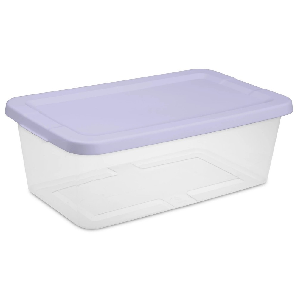 Sterilite 6 Qt Clear Storage Bin, Snap-on White Lid, 10-Pack, Stackable Plastic