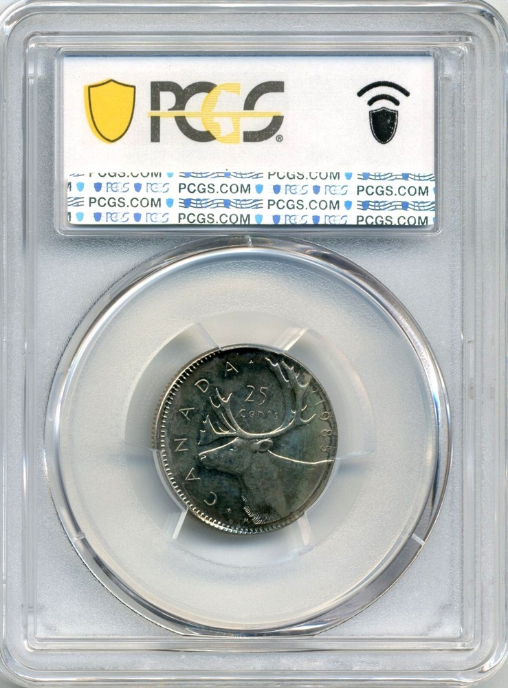 1985 Canada 25 Cent MINT ERROR, Struck on 5 Cent Planchet - PCGS MS 65
