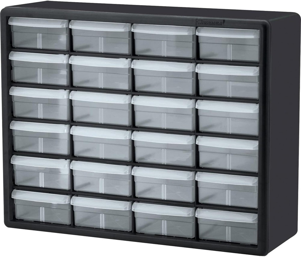 24 Drawer Plastic Parts Storage Hardware Craft Cabinet Stackable for Workshop