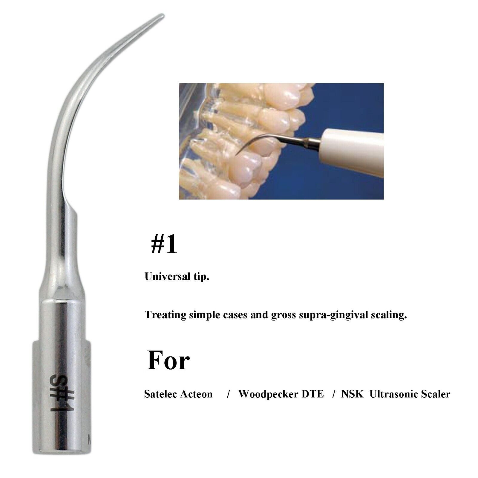 Dental Ultrasonic Scaler Scaling Tips #1 Fit Acteon Satelec Scaler Handpieces
