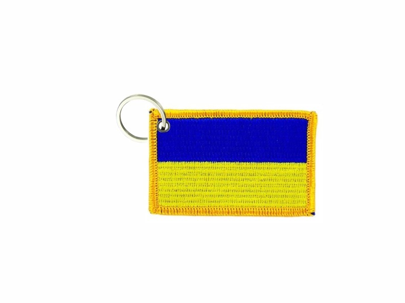 Keychain keyring embroidered embroidery patch double sided flag ukraine