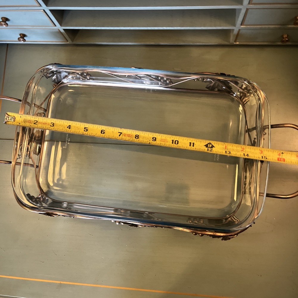 MARINEX Brazil, Glass & Copper Rectangular Buffet, Casserole Dish Serving Tray