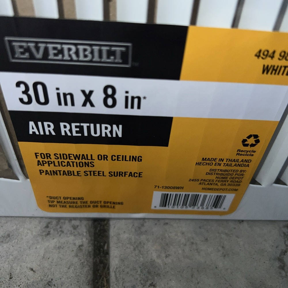 Ever bolt 30” X 8” Air Return