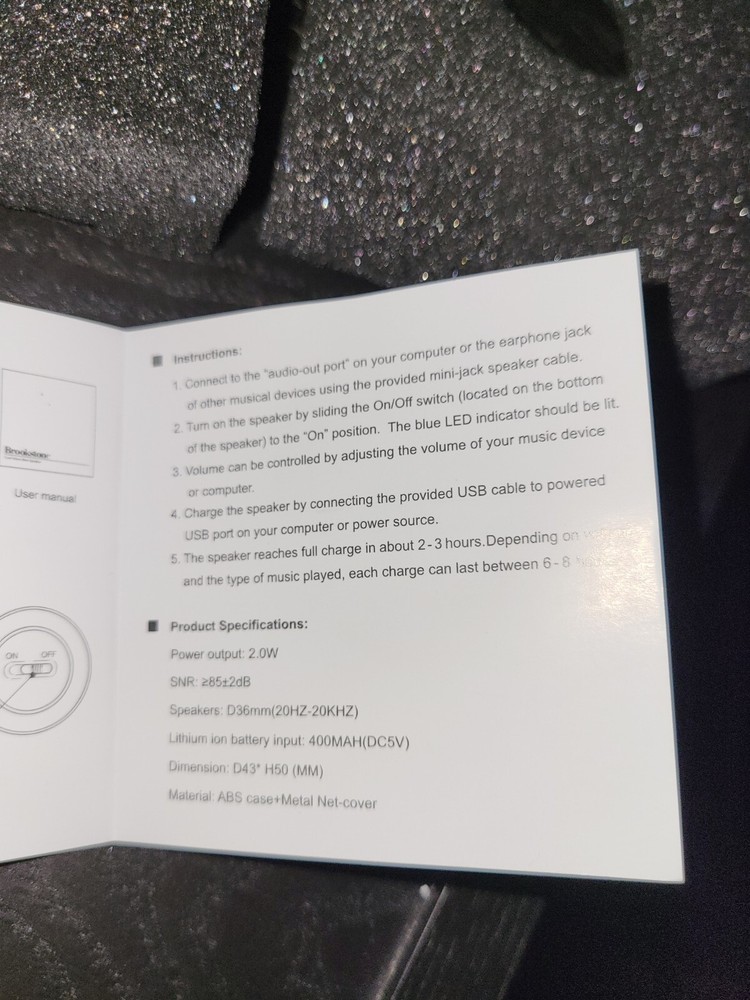 Brookstone Cool Vibes Wired Mini Speaker with Mini USB Connectors