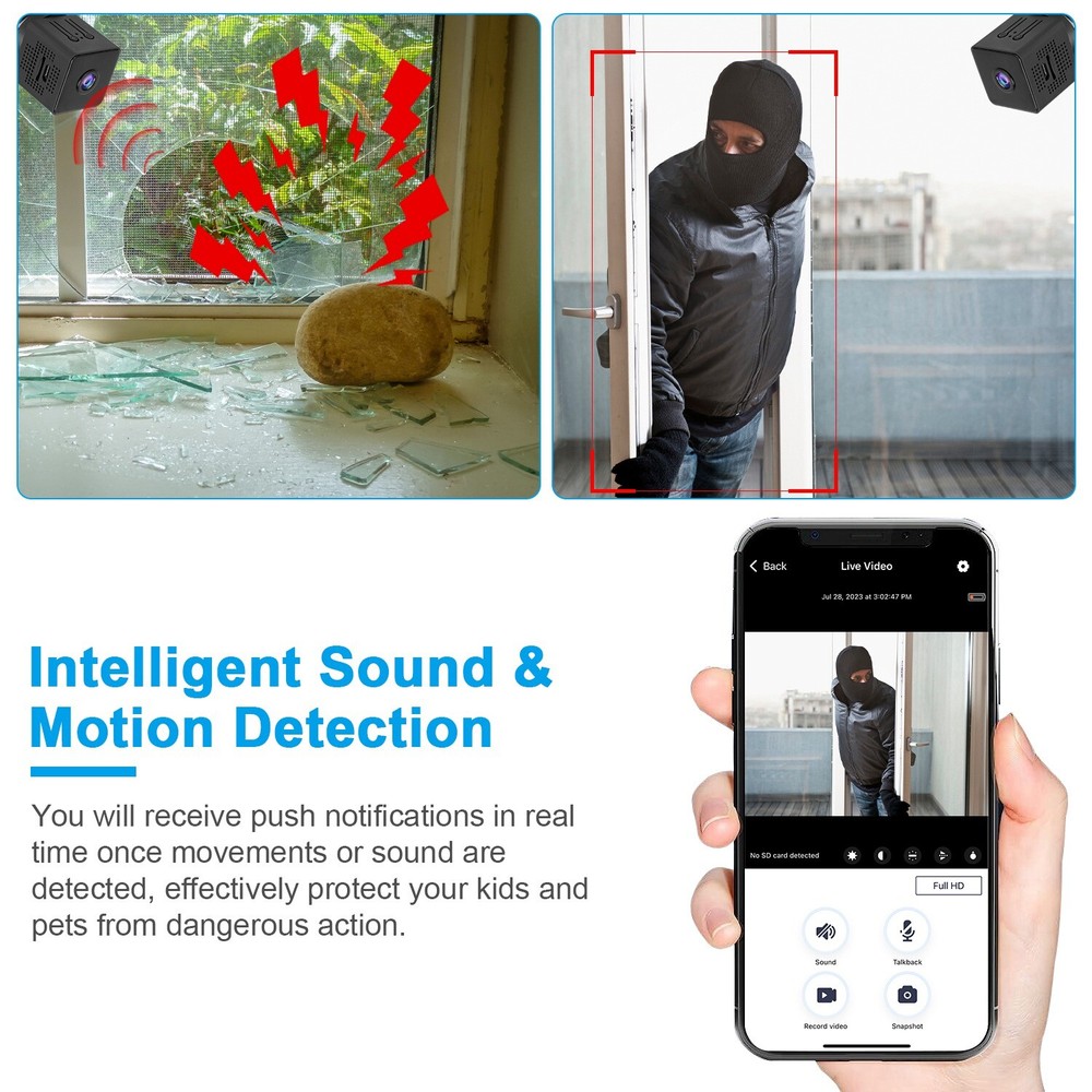 1080P 2.4G WiFi Mini Wireless Security Camera Home Security Camera Night Vision