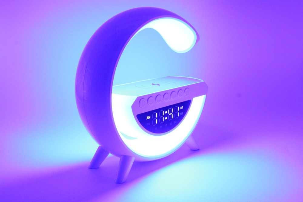 Jaspertronics™ Wireless LED Lighting-Charging Dock-Alarm Clock with Bluetooth