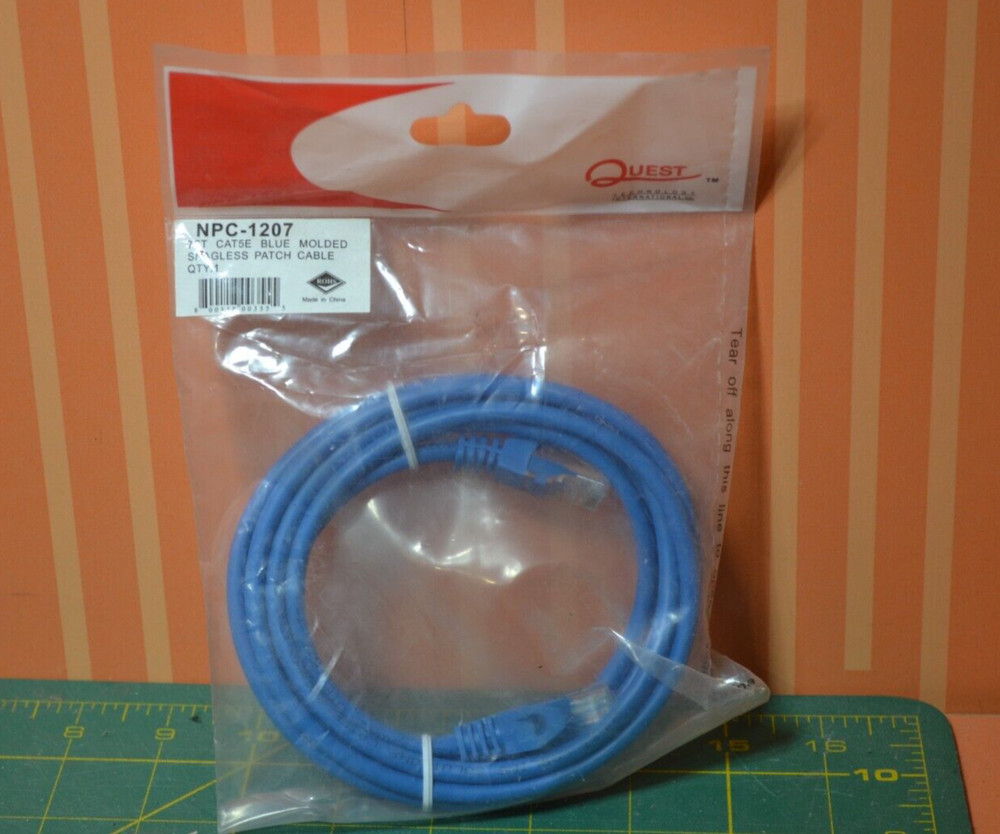Quest Technology NPC-1207 Blue Molded Snagless Patch Cable New Open Package