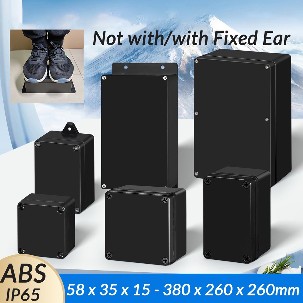 Waterproof Black Plastic Project Enclosure DIY Electrical Junction Box Dustproof