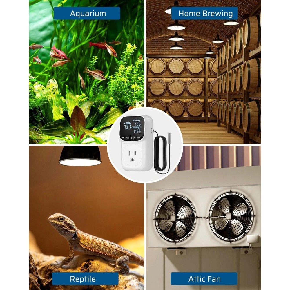 Digital Temperature Controller Plug Thermostat With Memory Function 16A Output
