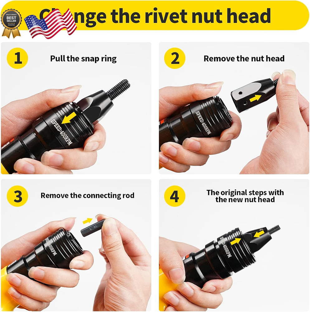 HIFESON Pneumatic Self Locking Rivet Nut Gun Head(Replacement Mandrel Each 5p...