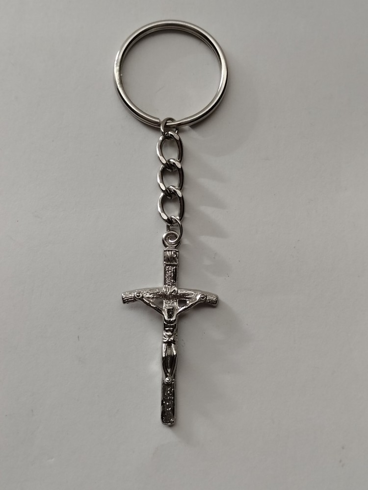 Silver Tone Crucifix Keychain