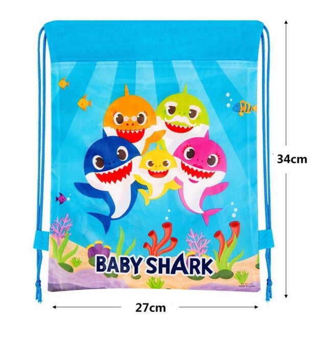 12x BABY SHARK Party Favors Drawstring Backpack Sling Tote bag