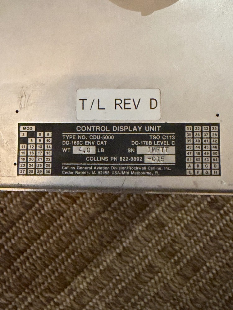 Beechjet 400A Control Display Unit, CDU-5000, 822-0892-015