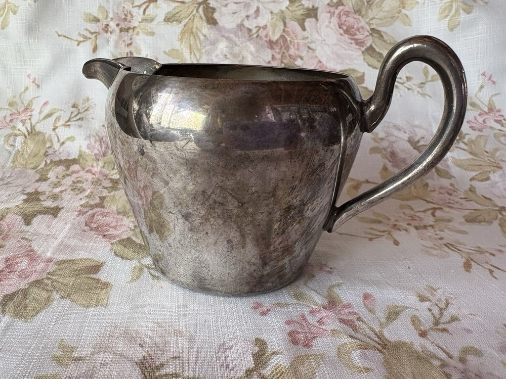 Vintage MCM Cream Pitcher By Academy Silver On Copper