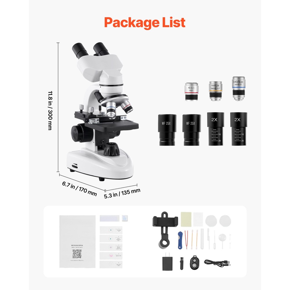 Uimoso Professional Binocular Compound Microscope Kit 40-2000X Magnification