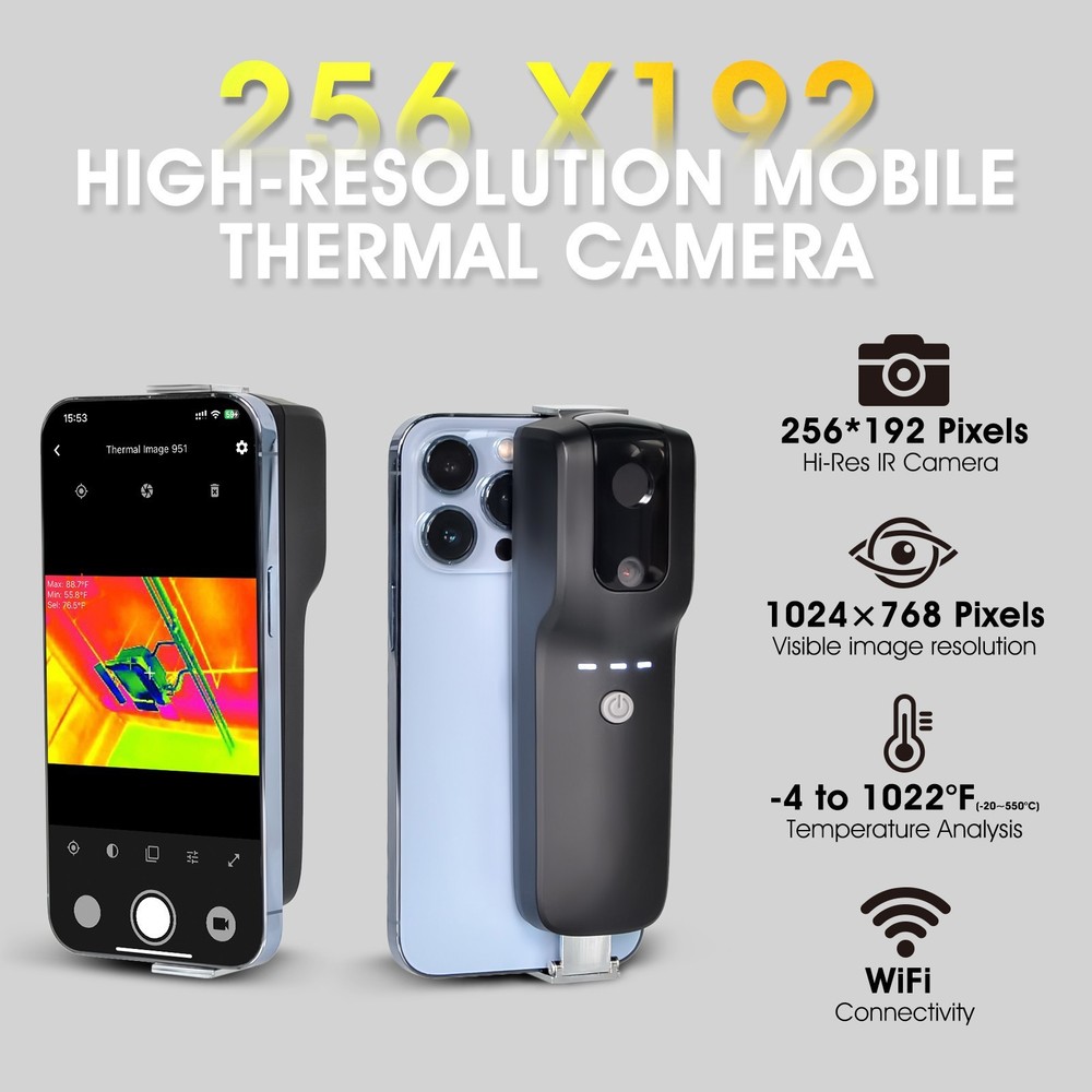 Wireless WiFi Thermal Imaging Camera for Android & iOS Smartphone 256*192 Pixels