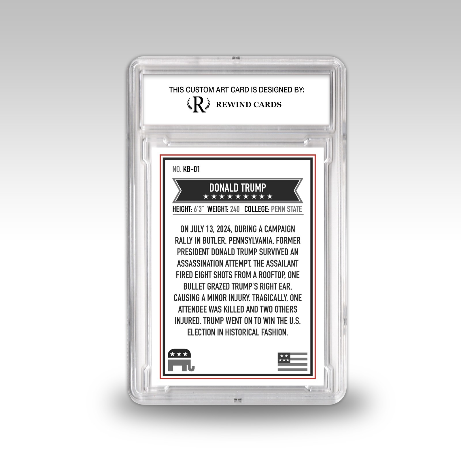 Donald Trump Custom Kaboom Card - MAGA - Assassination Attempt Card