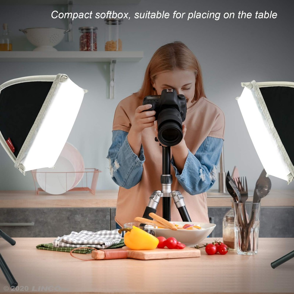Tabletop Softbox LED Lighting Kit 8x8 Photo Video Light