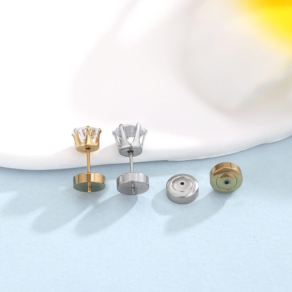 4 Pcs Round Discs Earring Backs for Droopy Ears Stud Pierced Locking Lifters