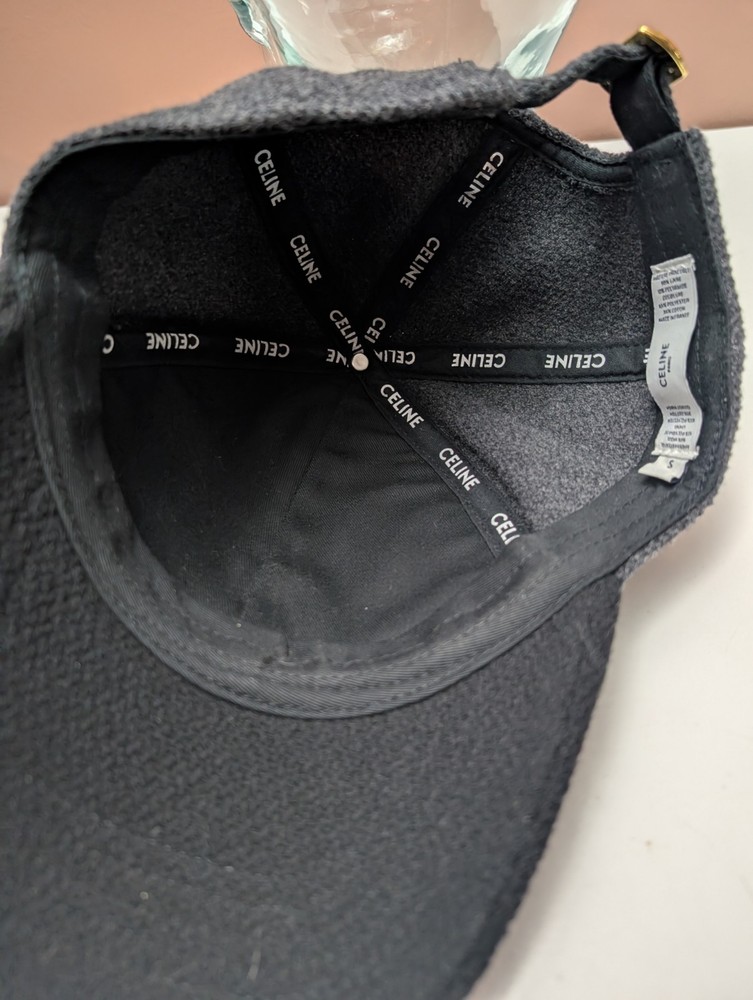 Celine Initial Baseball Cap In Wool Grey And Black - Size Small