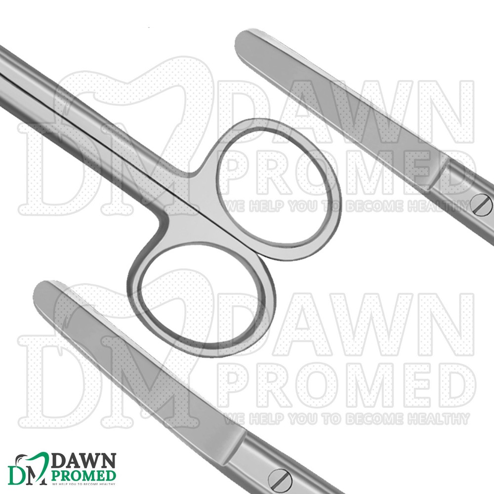 2 Pcs Operating Scissors 4.5" Straight & Curved Blunt Blunt Round Pattern Set