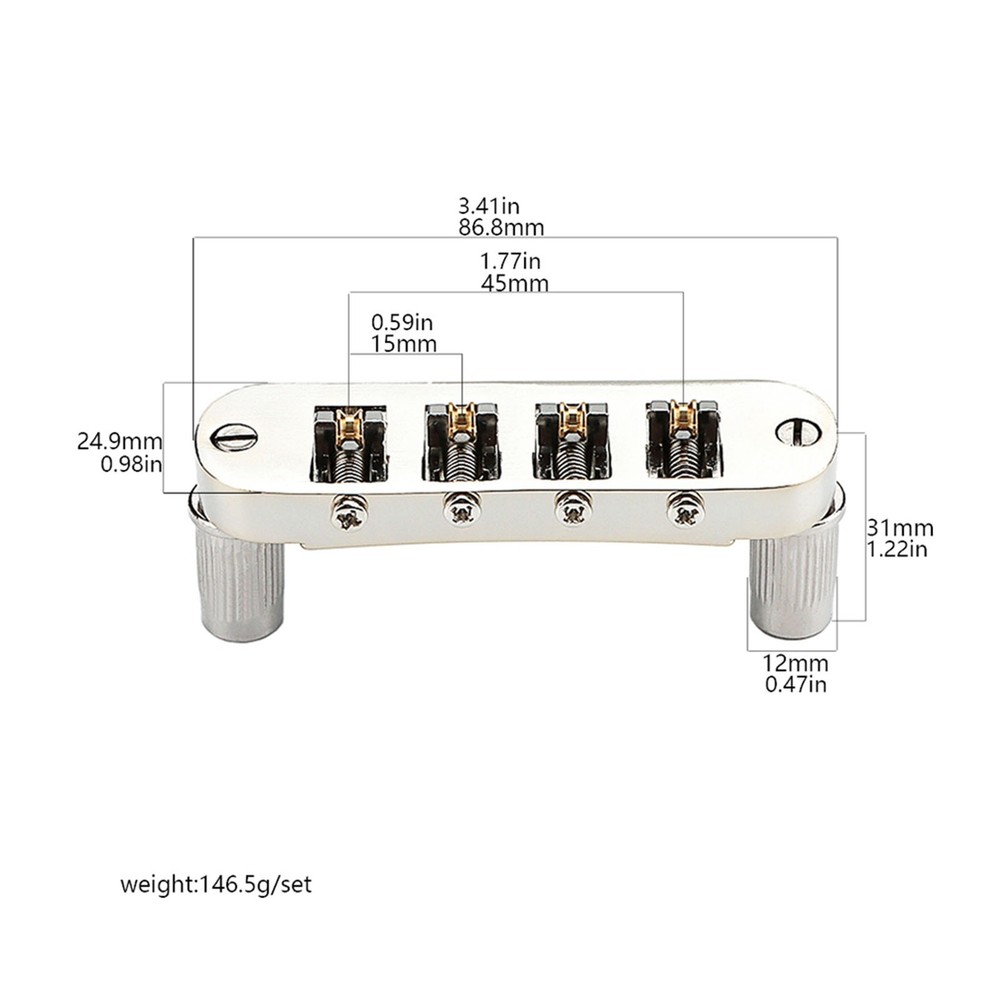 Roller Saddle Bridge Replacement Lightweight 4 String Guitar Bridge For HPGF