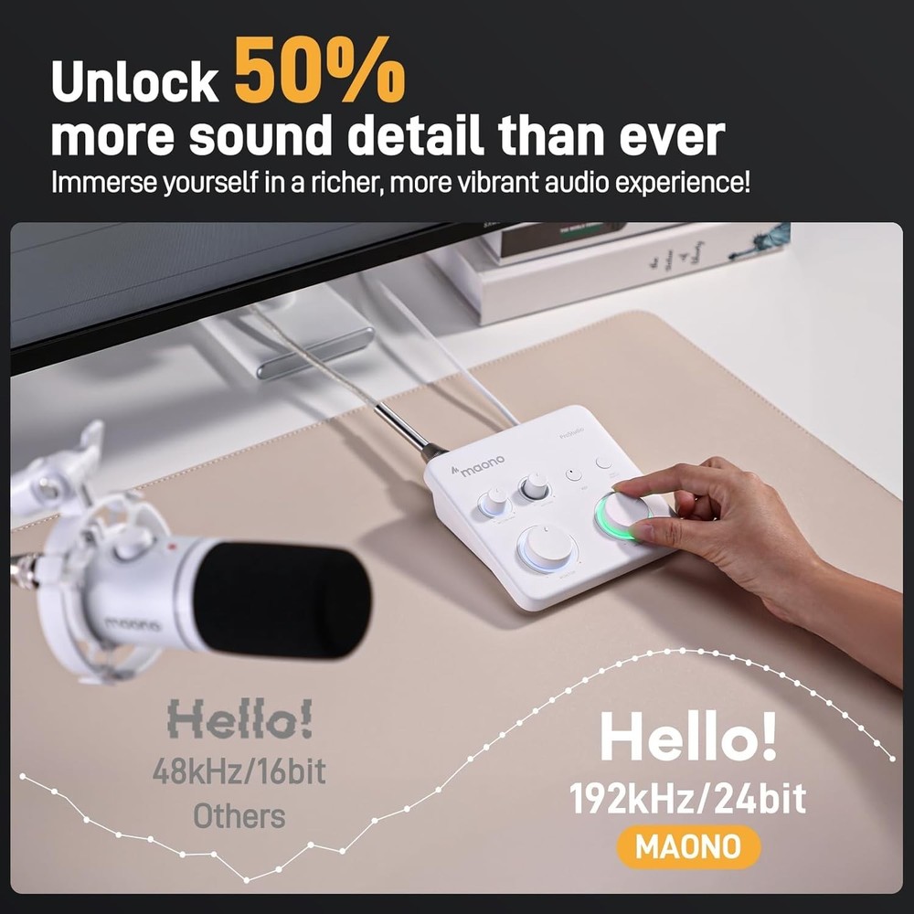 MAONO USB Audio Interface for PC Interface with XLR Input 24-bit/192kHz PS22 lit