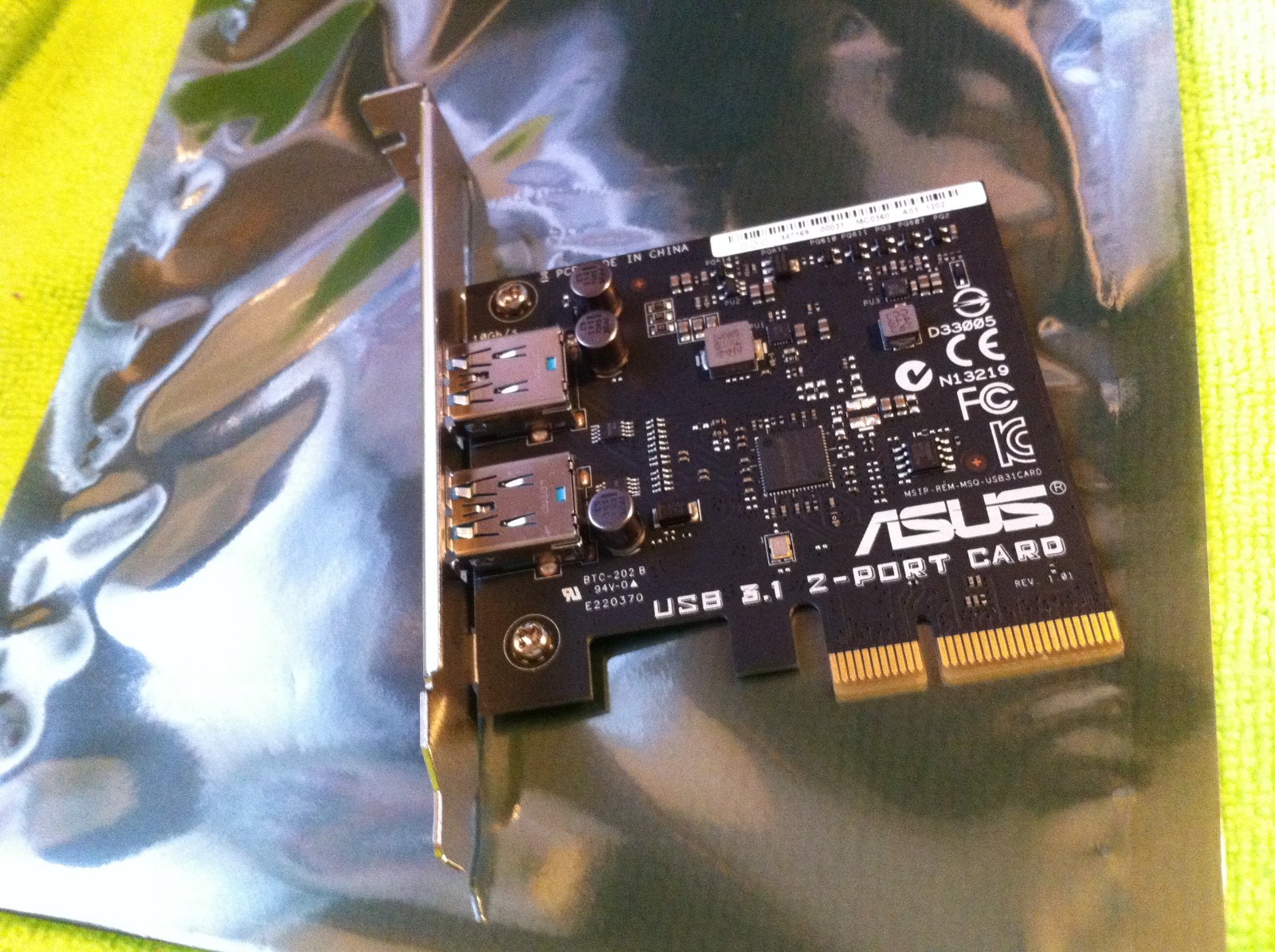 Asus 2 Port USB 3.1 Card PCI Express FOR X99 DELUXE II Z170 DELUXE , ORIGINAL