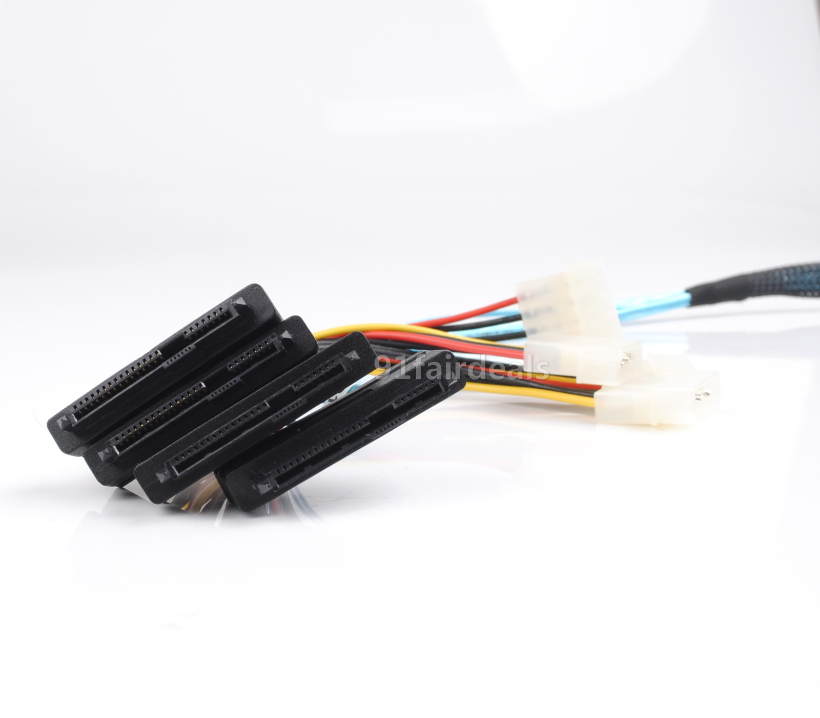 Mini SAS 36 Pin SFF-8087 to 4x SAS/SFF-8482 MINI 4 pin 1 Power HDD Cable 3FT 1M