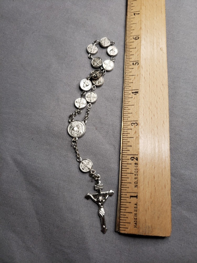Vintage Rosary St Anthony & St Benedict Beads Christian A24