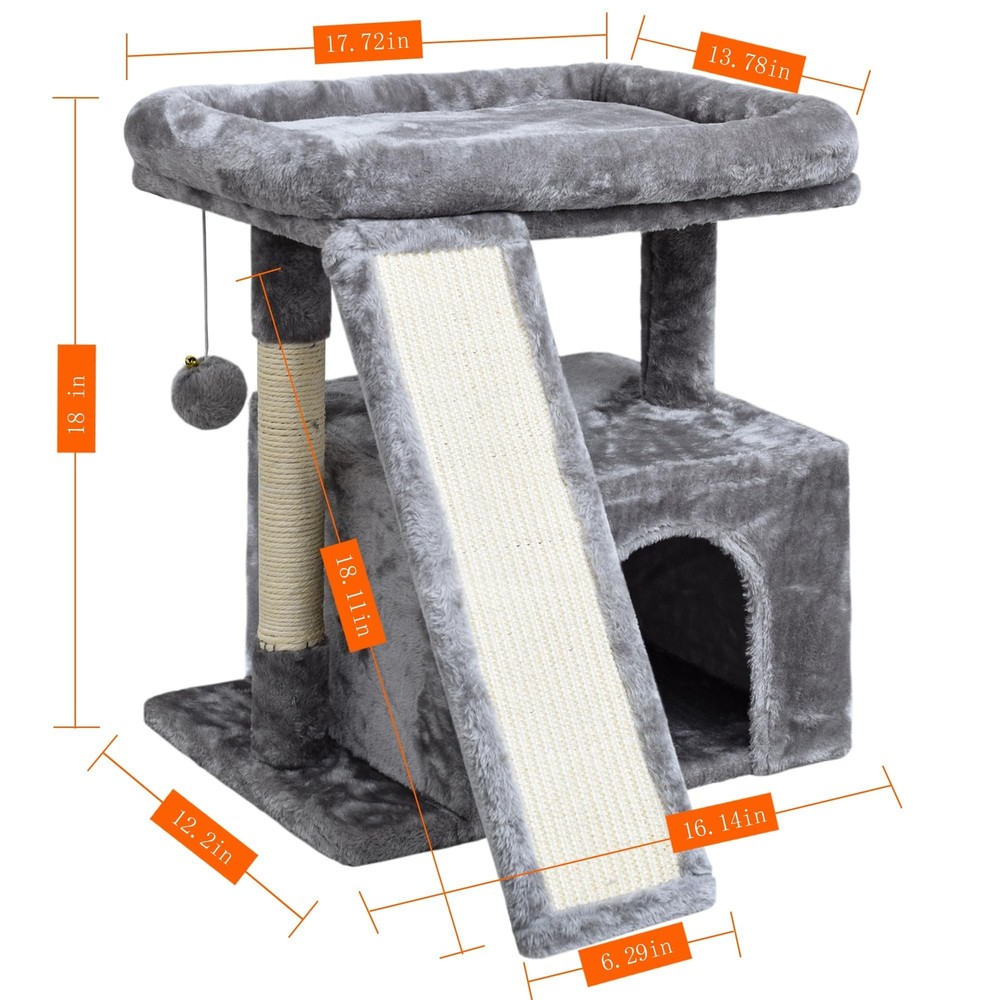 Small Cat Tree for Indoor Cats，Cat Tower with Cat Scratching Post and Boa