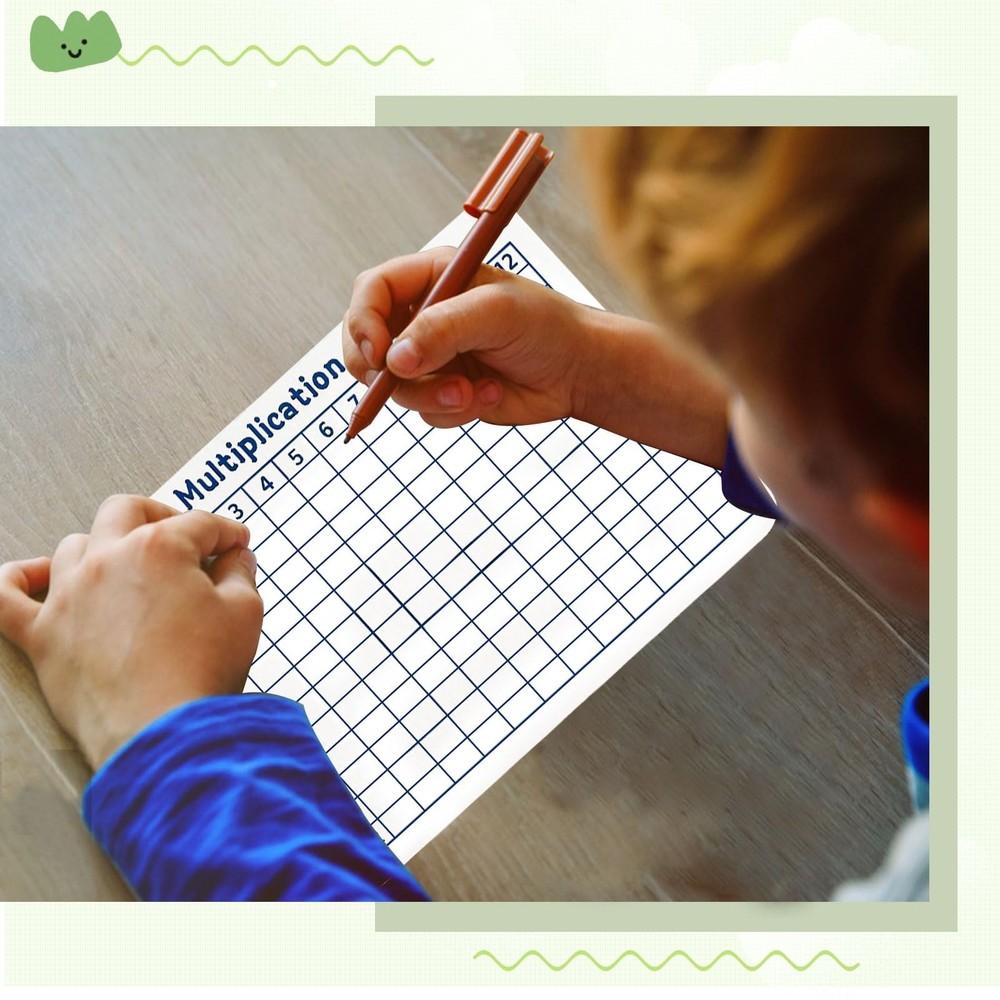 6 Set Multiplication Chart WhiteBoard, 9" x 12" Double Sided Dry Erase Multip...