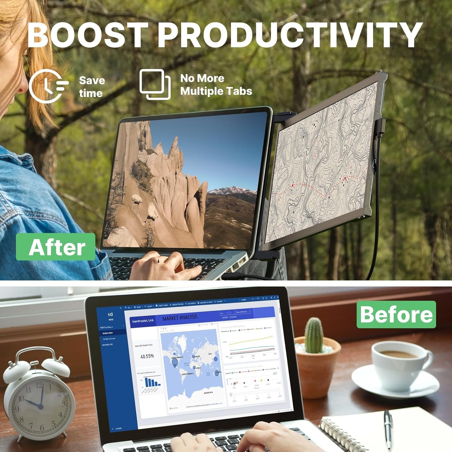 Portable Monitor - 2026 Mobile Pixels Nexus 14.1" Laptop Screen Extender