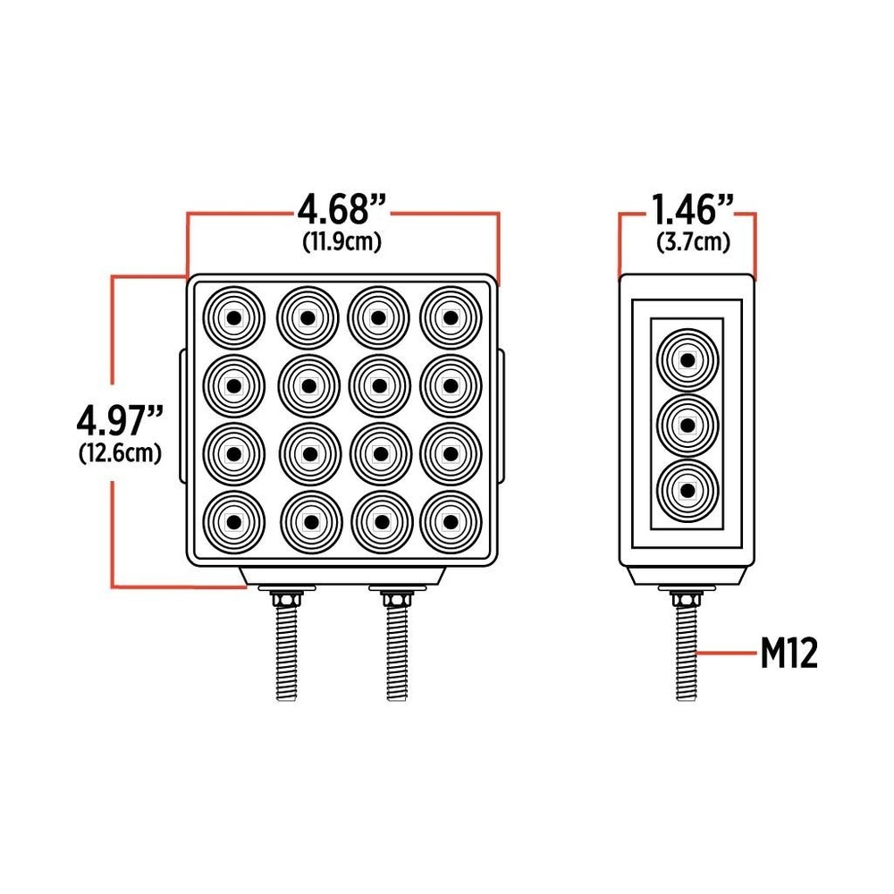 Amber/Red Turn & Marker Square Reflector Double Face LED Light – Double Post