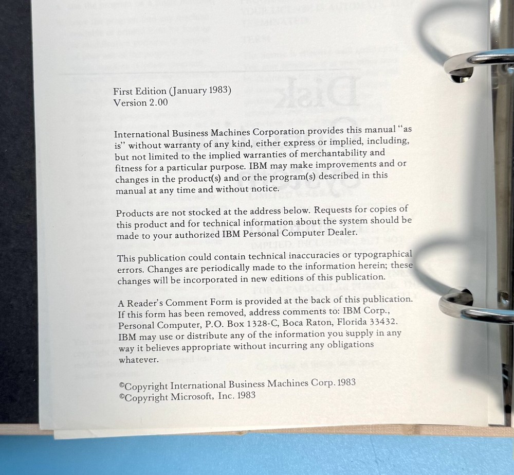 IBM DOS Version 2.0 User Software Manual 6024061 1983 * NO DISKS *