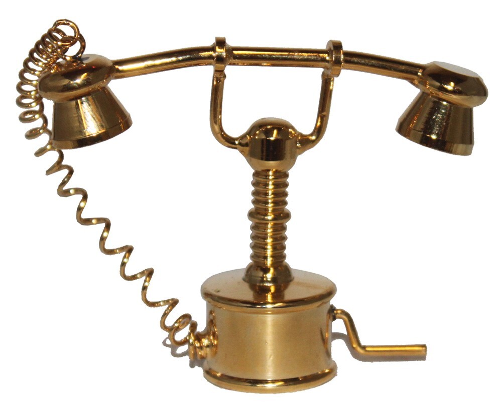 2" Dollhouse Miniature Solid Brass Telephone