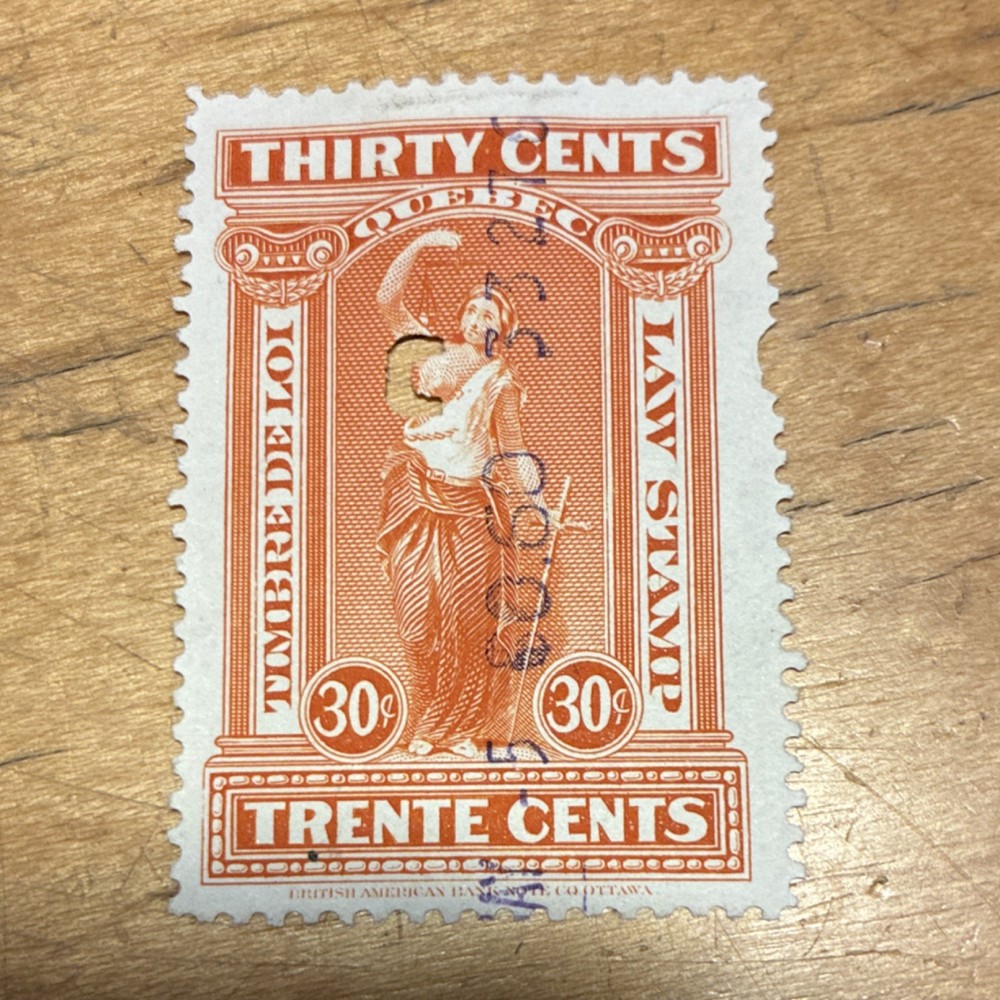 30 cent Quebec law stamp (cancelled)