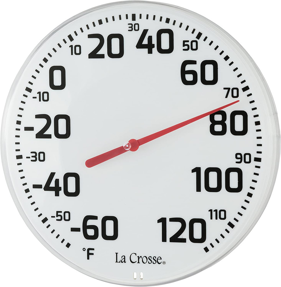 La Crosse 104-1522 8" round Analog Dial Thermometer, White