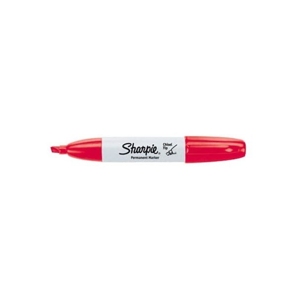 Sharpie 38202 Permanent Marker, Red, Chisel Tip, Capped, 12 Pk