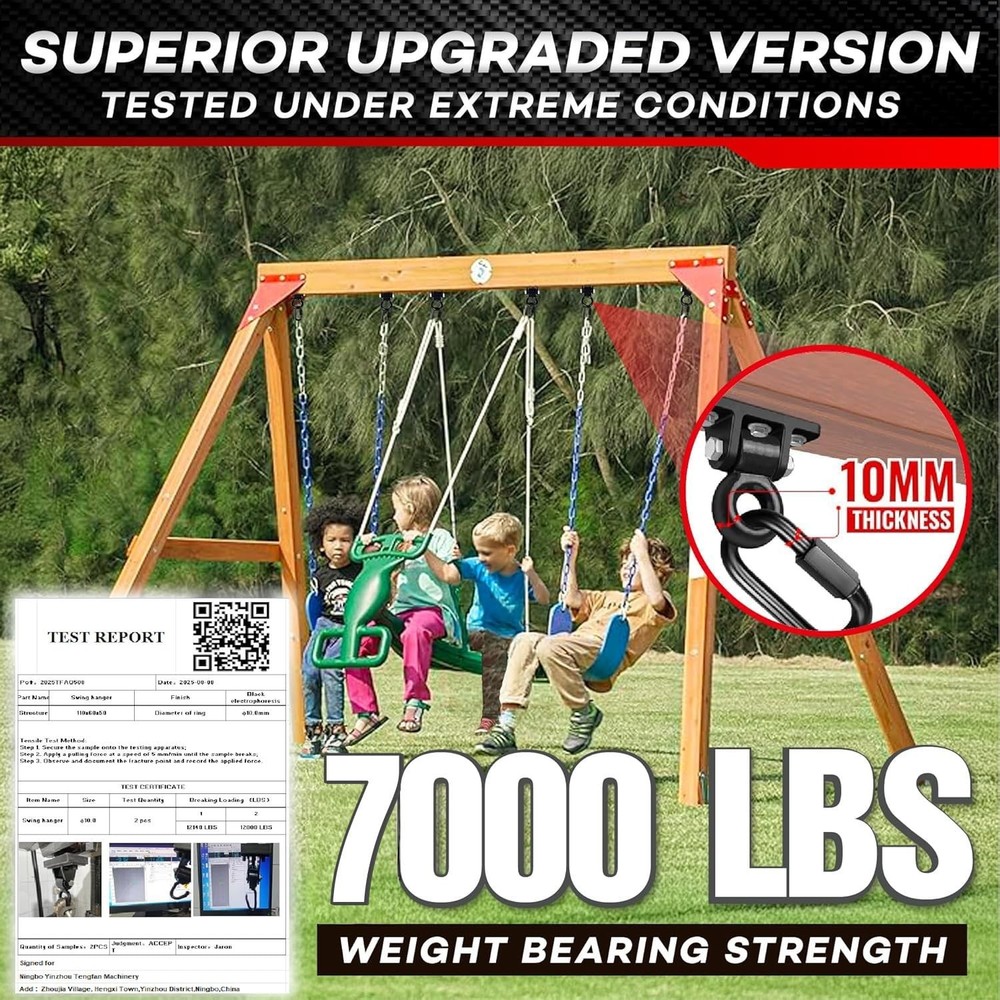 [Premium] Swing Hanger, Heavy Duty 10MM Solid Swing Set Hardware, Swing Hooks...