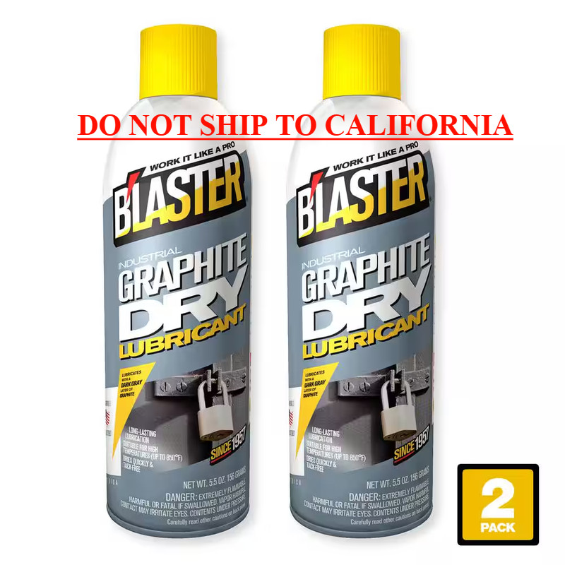 5.5 oz. Industrial Graphite Dry Lubricant Spray Pack of 2 Effective Lubrication