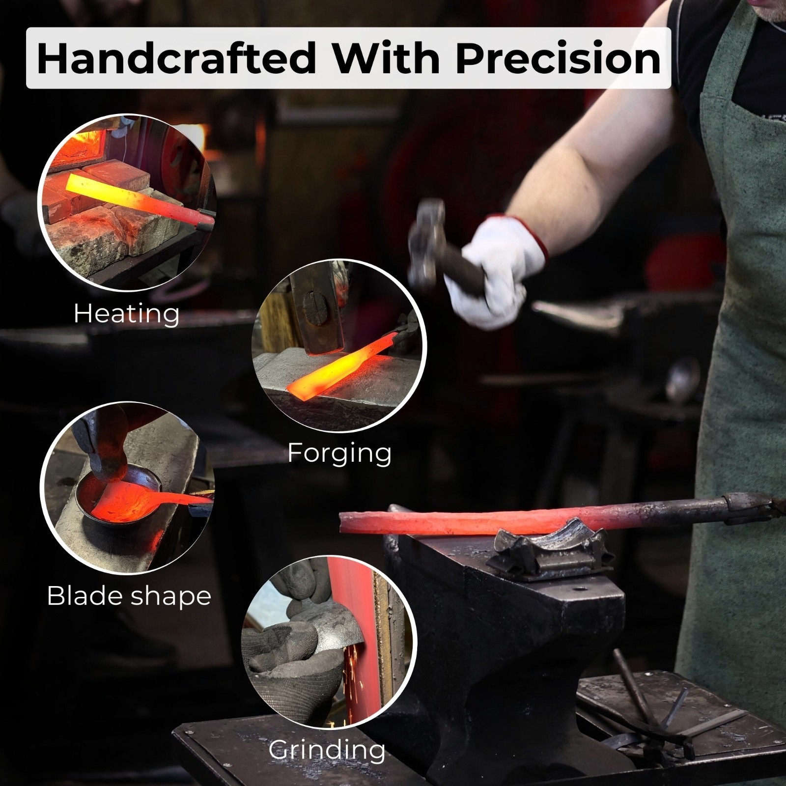 Set of 3 - 0.8, 1.2, 1.6'' Spoon Carving Gouges Hand-Forged Tool Bowls, Kuksas