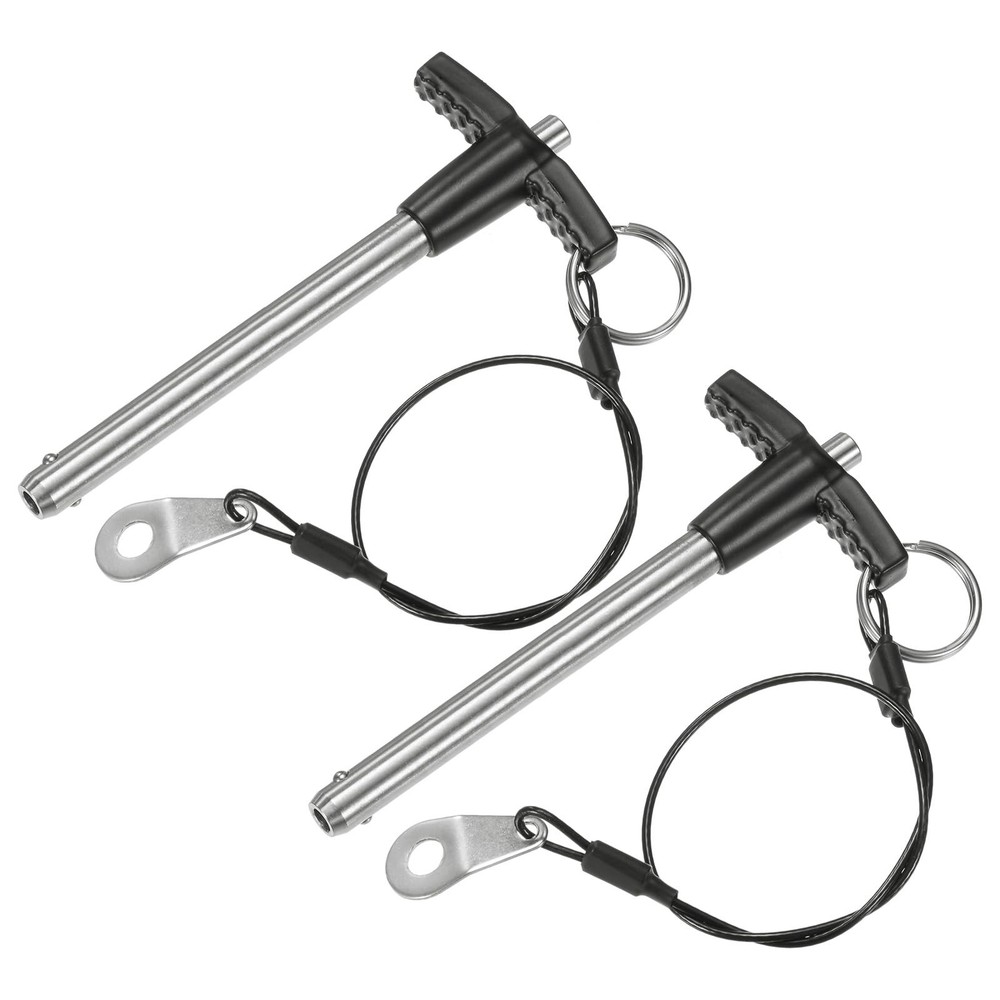 2 PK T Handle Lock Pins 5/16 Dia 23/4 Inch Push Button Quick Release Cable