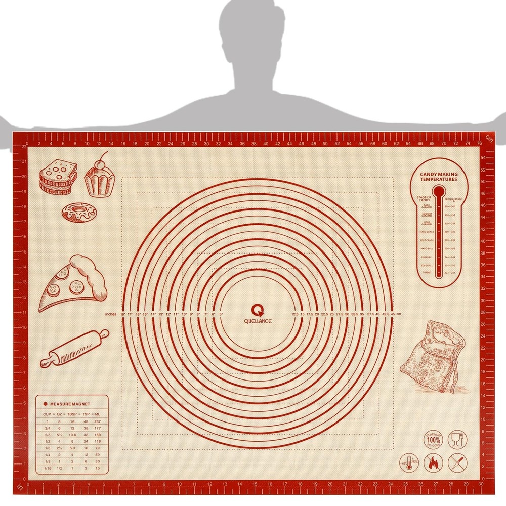 Silicone Baking Pastry Dough Mat - 32x24Inch Extra Large Cookie Bread Rolling...